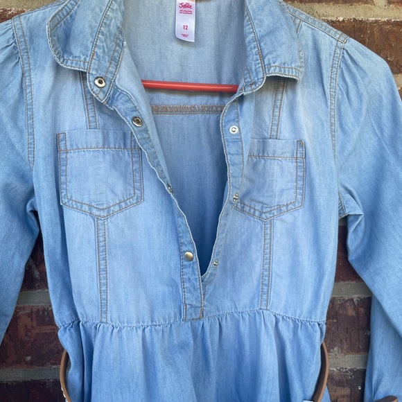 Little Girl’s Justice Soft Denim Dress With Belt Size 12 Has Spots - Picture 10 of 12